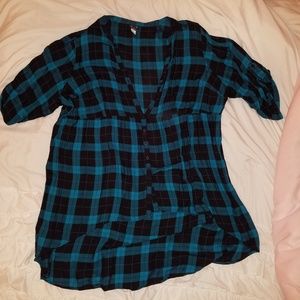 Torrid size 4 plaid hi lo button down top